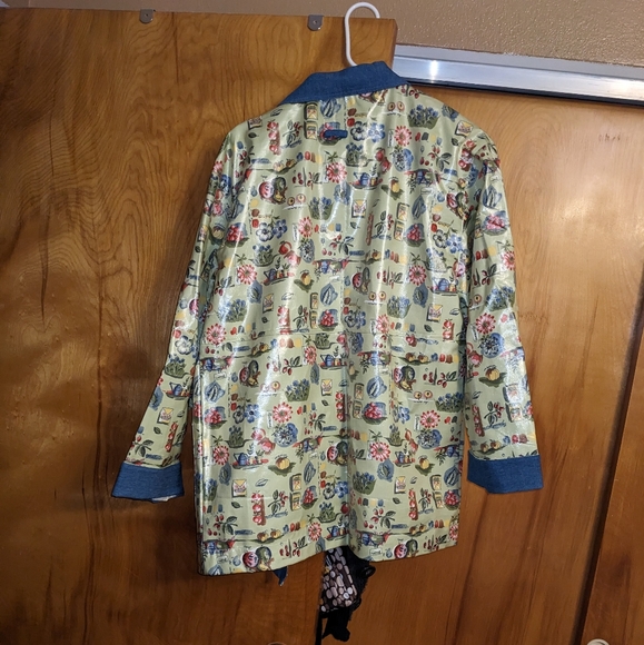 Vintage Marisa Canvas Rain Jacket Garden Design Raincoat - Picture 7 of 7